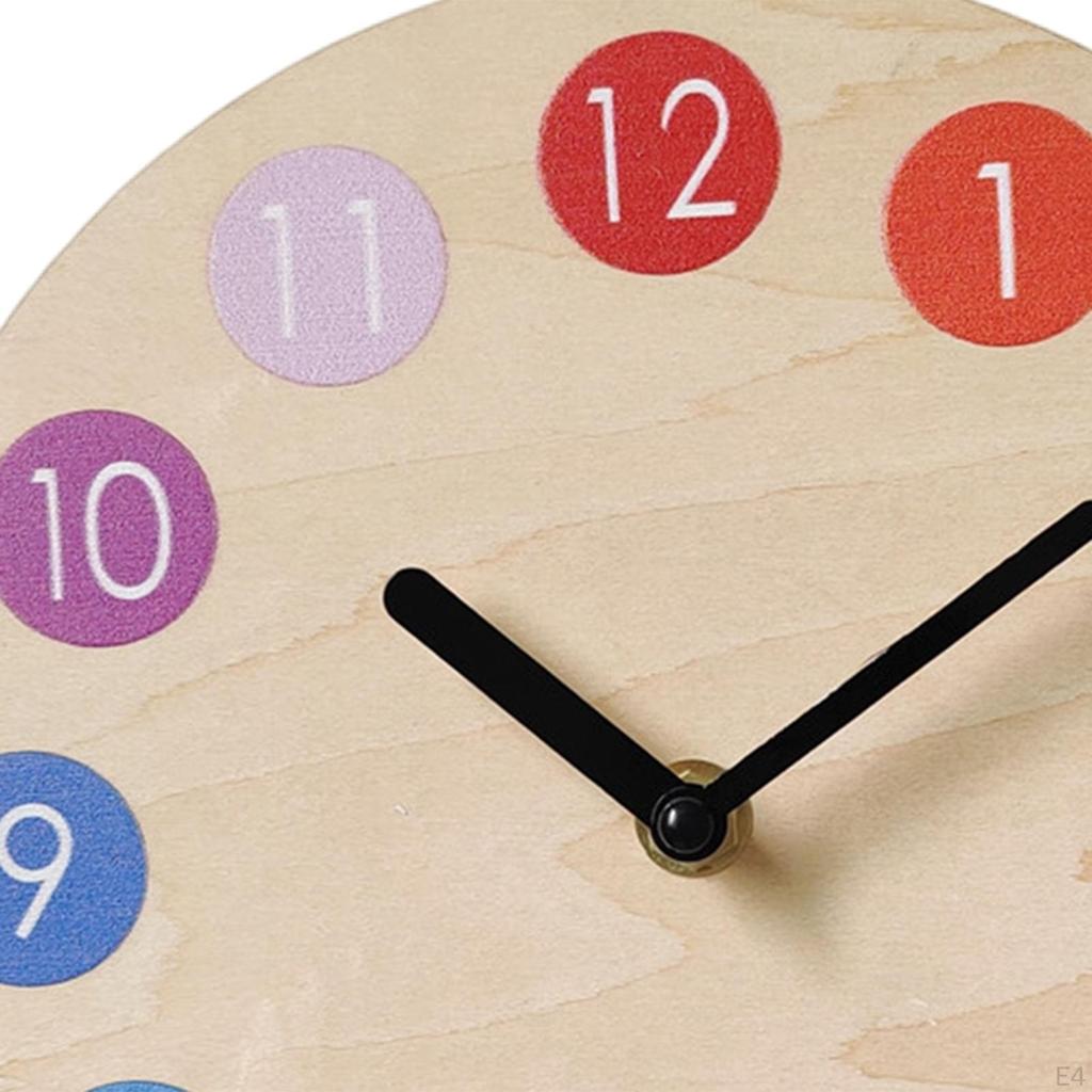 Clock Non Ticking Multi Colored Numbers Battery Operated Decorative Wall Silent for Home