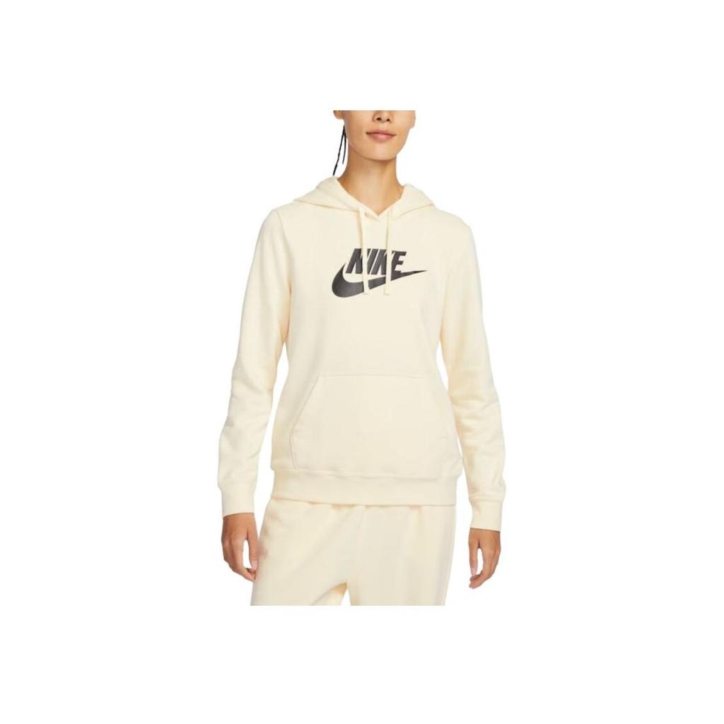 Nike Standard Fit Fleece Hoodie With Letter Logo Print Women Hoodie Beige DQ5776-113