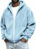 Herren Freizeit Plüsch Kapuzen Reißverschluss Strickjacke Hoodie - Einfarbige, Herbst Winter