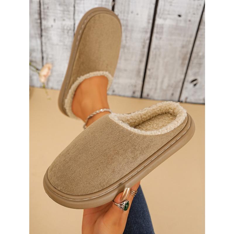 

Thick-bottomed bag head hairy mouth half slippers women s winter new suede warm large size velvet cotton slippers 36-37