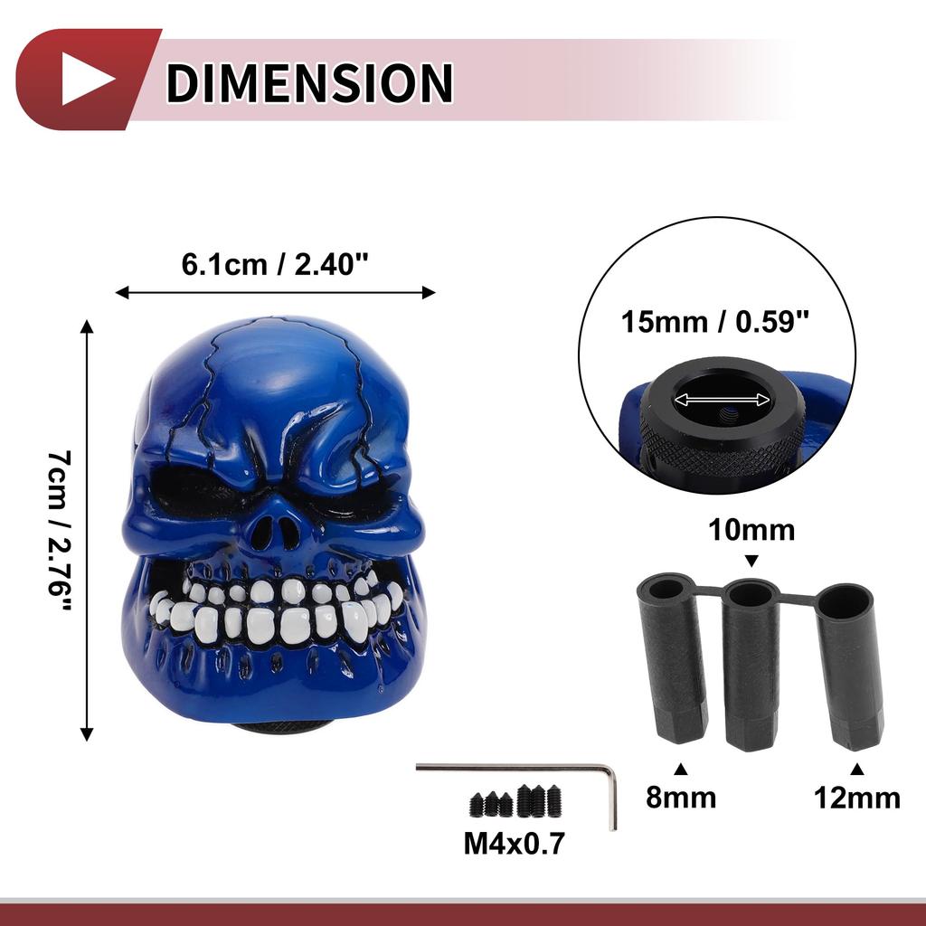 HEROFFIX 7cm Skull Shift Knob Universal Gear Shift Knob Resin Stick Shifter Lever Knob