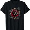 Einzelne Rote Rosen Blume von Niedlicher Tiefroter Rose Schwarzes T-Shirt