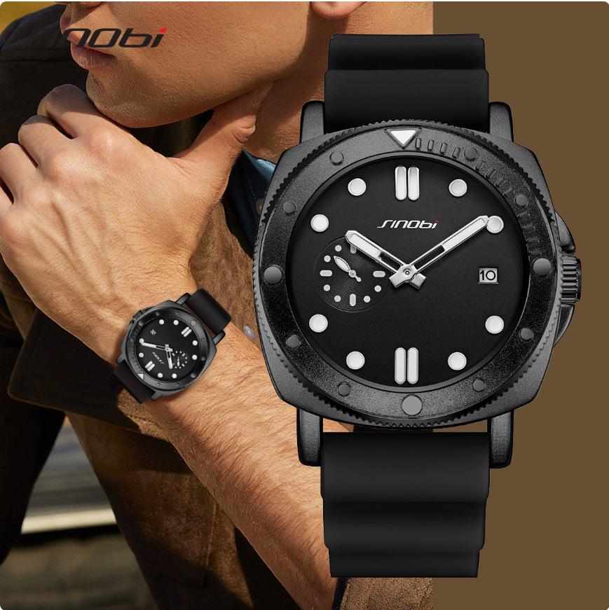 Sinobi Men's Waterproof Quartz Watch with Luminous Silicone Strap - Fashion Sports & Business Wristwatch