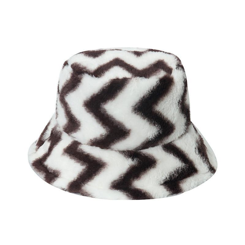 New Arrival Winter Fashion Plush Bucket Hat Warm Hat Heart Ecg Wave Fisherman Hat Men Women Black