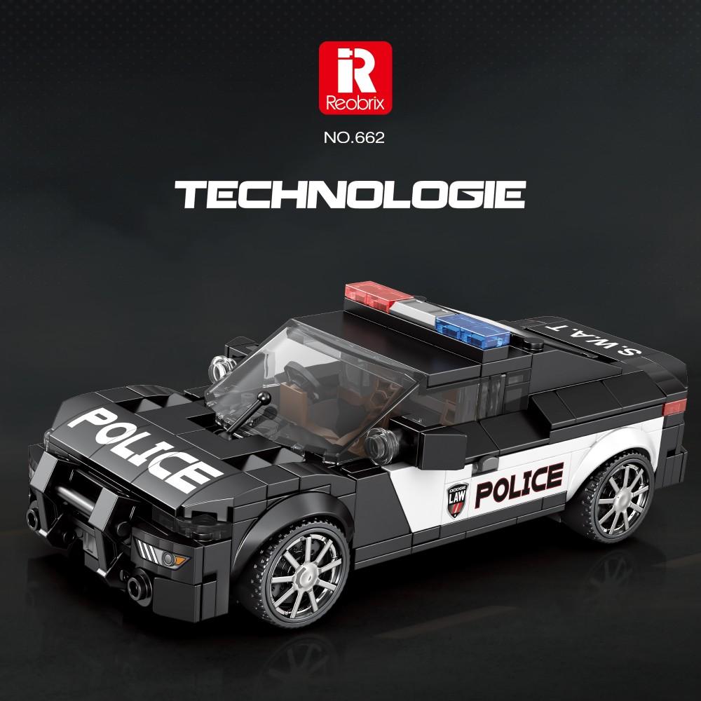 372PCS Police Car Model Building Blocks 1:24 SWAT Car Model Desktop Ornaments Collection Display Toys For Kids Holiday Gifts