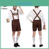 Elegante Abbigliamento Uomo per l'Oktoberfest Costume Cosplay con Camicia Monocolore e Bretelle