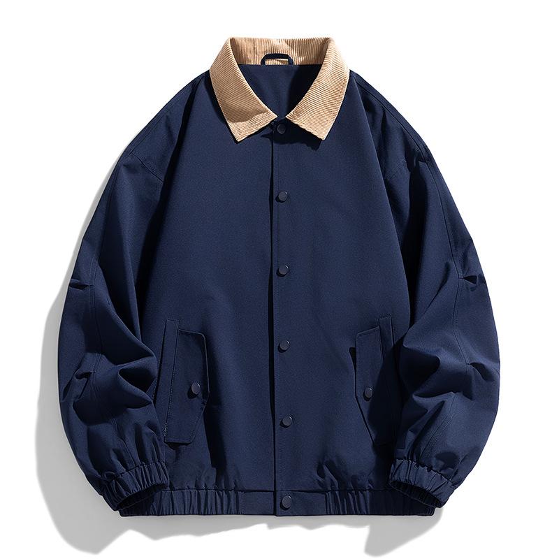 

Men s Spring and Autumn New Vintage Contrast Lapel Jacket Men s and Women s Couples Street Loose Versatile Casual Jacket M