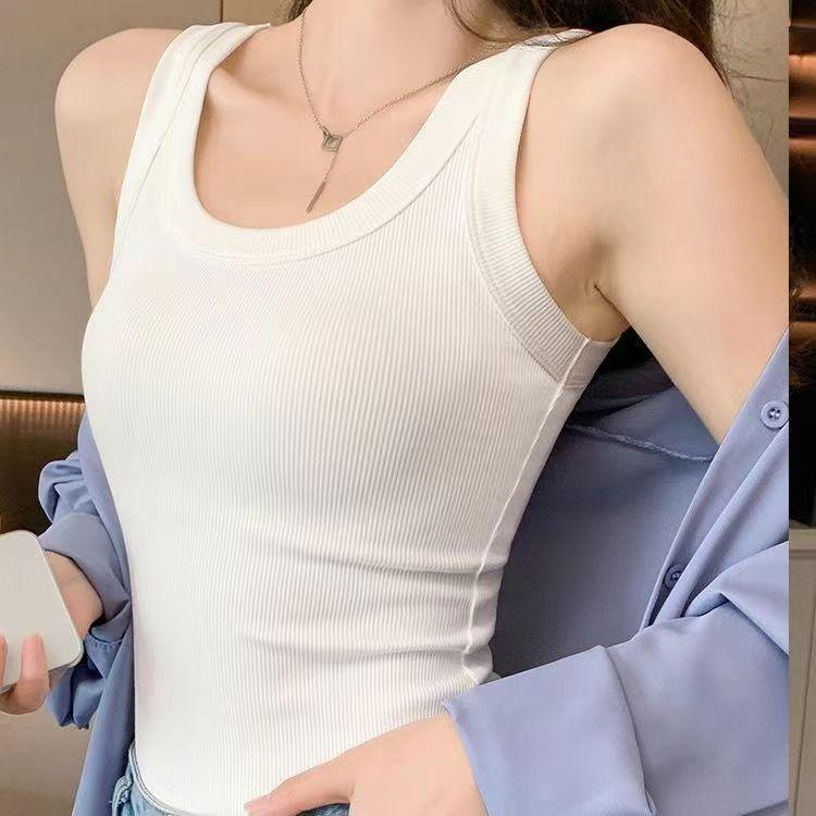 2025 Trendy Anti-Exposure Camisole: Light, High-Elastic Ribbed Spaghetti Strap Outerwear for Spring/Summer, Covers Underarm Area
