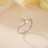 Sterling Silver S925 Ring Women's Natural Opal Moonstone Fashion Ring Simple Small Fresh Daily Birthday Gift