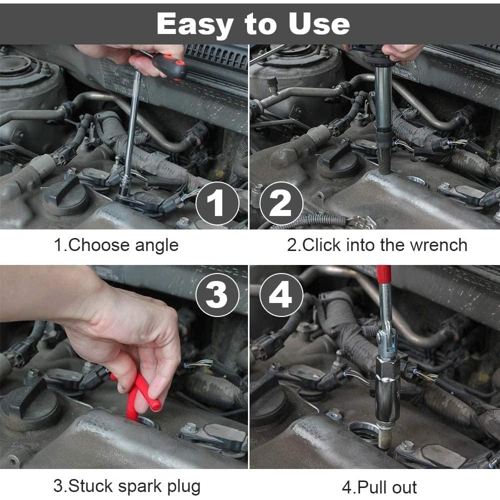 2Pcs Spark Plug Spanner Combination Wrench 16/21mm Remover Tool Universal T Handle Socket Spanner Steel Change for Spark Plug Sleeve Pack of 2