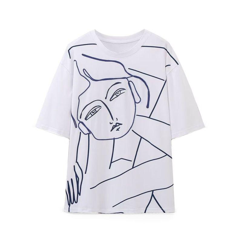 Kaslead New Arrival Women's Fashion Style Fashion Casual Minimalist Easiest for Match Printing Color Contrast T-shirt 1165236