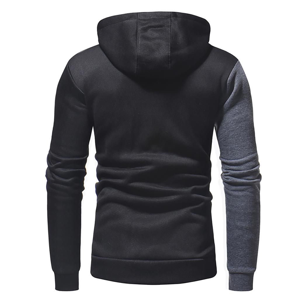 Men's Casual Patchwork Sports Sweatshirt Long Sleeve Hooded Pullover Top
