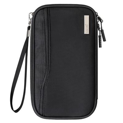 Lacdo Passport Family Passport Wallet for Women and Travel Document Credit Card Case Water with Detachable Wrist Neck Portable Travel Black Holder,