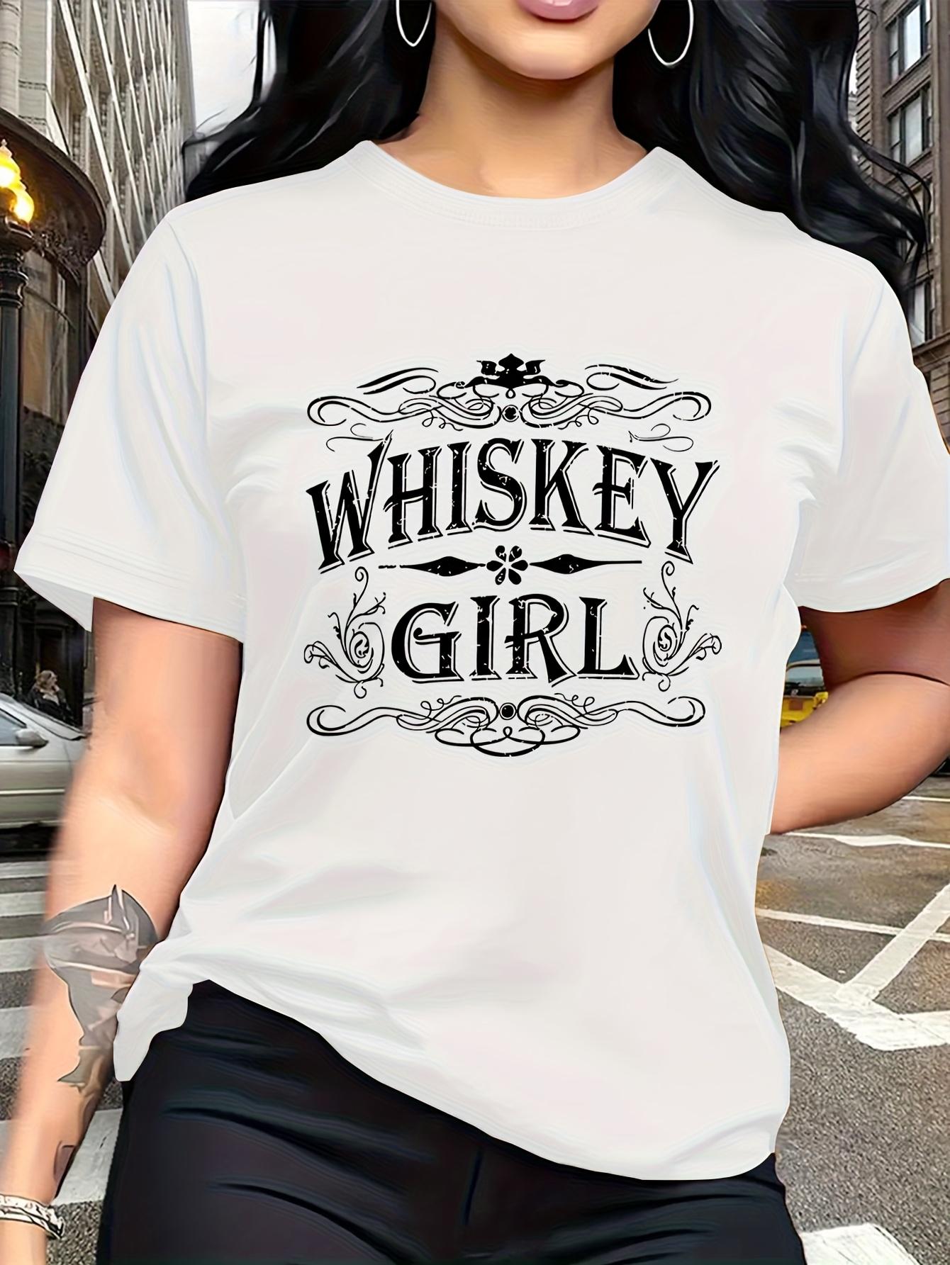

Women s Personal Expression of Whiskey Culture and Pursuit of Vintage Style, Featuring Trendy Vintage Decorative Floral and Letter Prints. S белый