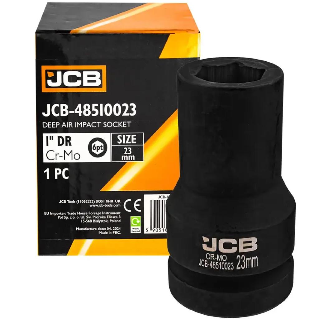 JCB 1" 23mm Deep Impact Socket Cr-Mo Hexagon Socket Wrench