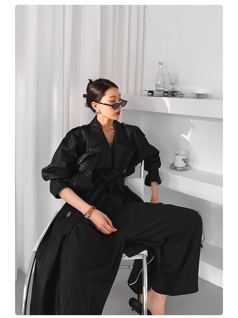 Rongtai Retro British Double-Breasted Tie-Waist Trench Coat for Women - 2025 Spring Collection