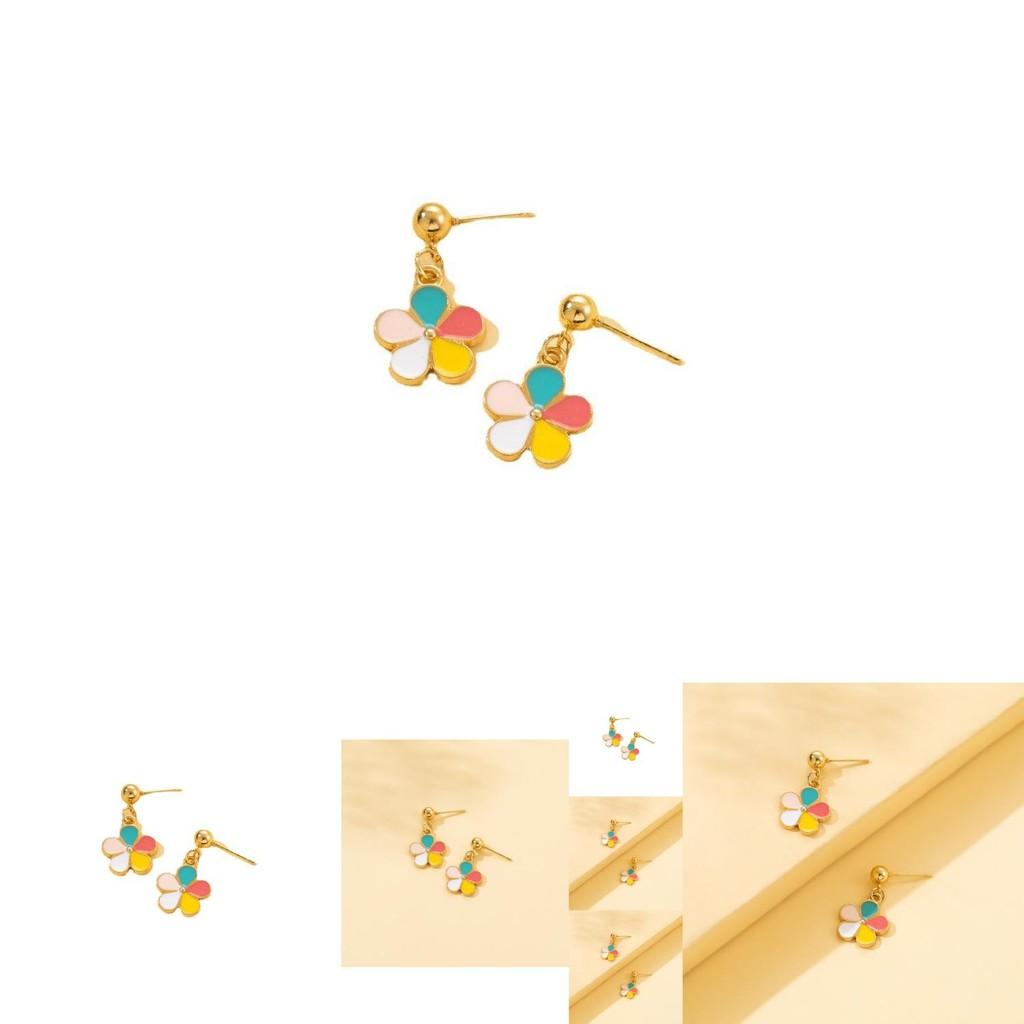 Trendy Colorful Floral Earrings Simple Alloy Design Stylish Street Fashion