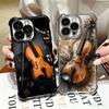 Violin Music Soft Phone Case For iPhone 15 16 17 Air 14 Pro Max 16E Plus 13 12 Mini Plating Anti-Fall Fundas