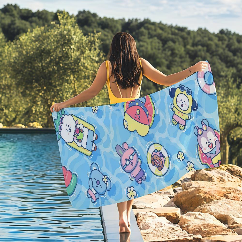 Cartoon cute B-BT 21 Towel Drying Bath Towel Applicable To Light Swimming Camping Yoga Beach Out