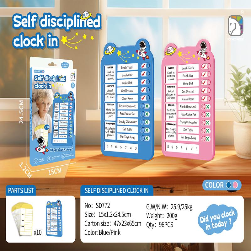 Learning Yuma Children's Self-Discipline Clock Punchers Fun Multifunctional Student Time Schedule Planner Wholesale Fun Toys