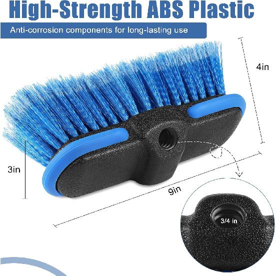 Car Wash Brush Head With Soft Bristle, Car Cleaning Brush With Protective Bumper For Cleaning Auto Cars Trucks RV Boat Deck