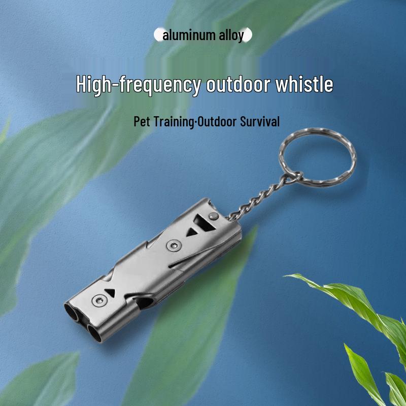 

EDC Stainless Steel Double-Tube Survival Whistle for Outdoor and Wilderness Emergencies Light Gray (Sandblasted)