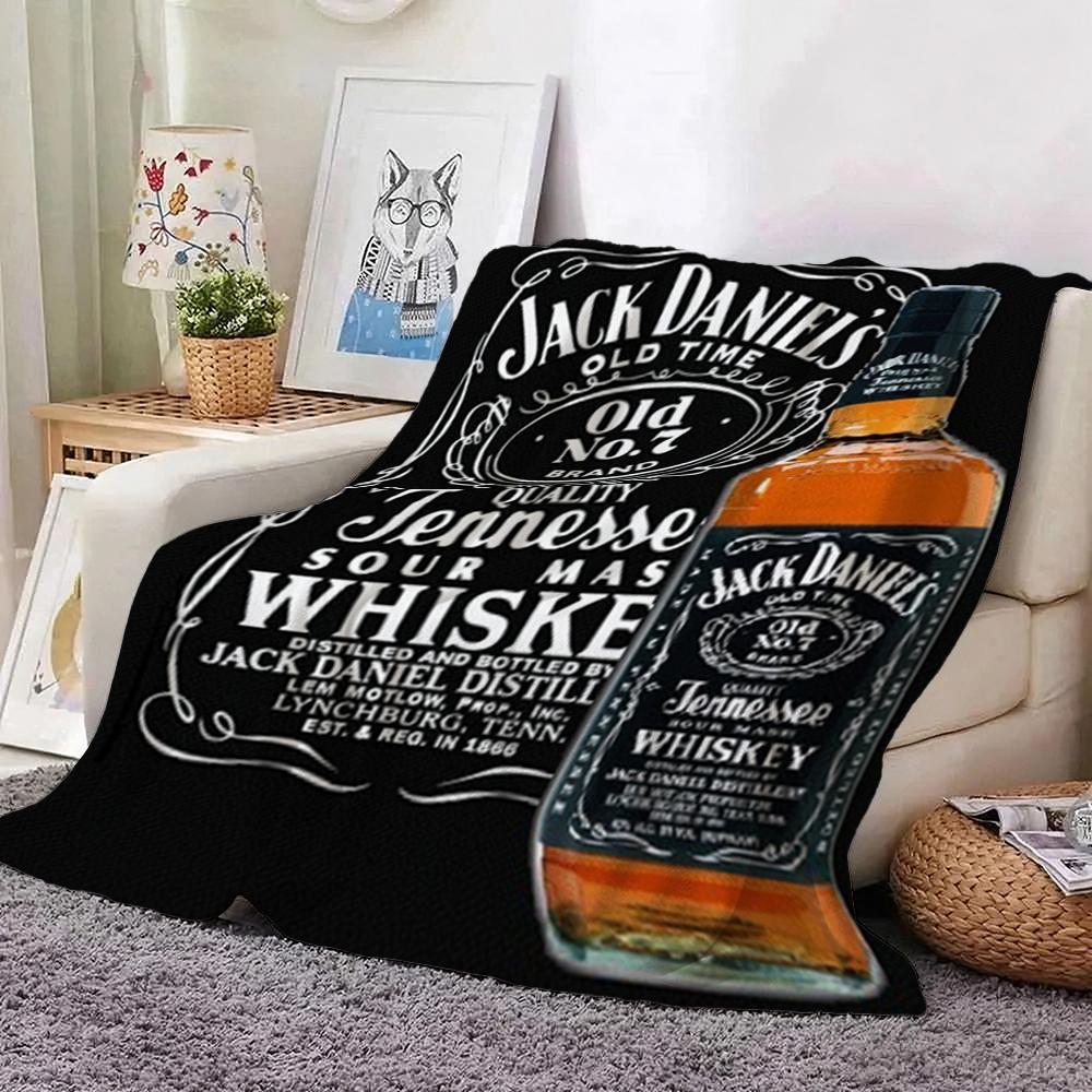 Classic Jack Daniel'S Tennessee Whiskey Flannel Printed Blanket Thick Warm Throw Blanket For Living Room Kids Room Party Decor Holiday Gift