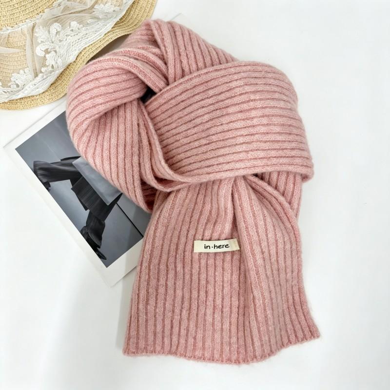 Soft Wool Blend Knit Scarf Women Winter Warm Cozy Lightweight Neutral Tone Korean Style Neck Wrap