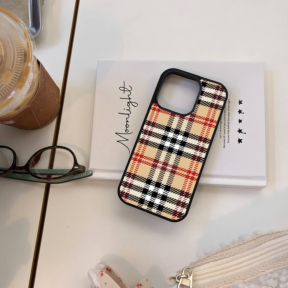 Plaid Fashion Phone Case Mobile Suitable For Apple 17 Air 16 PRO MAX 15 14 13 12 11 Patch Black Hard Shell