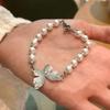 Temperament Super Immortal Light Luxury Pearl Zircon Pearl Bracelet Crystal Butterfly ins Style Bracelet French Fashion Jewelry Women