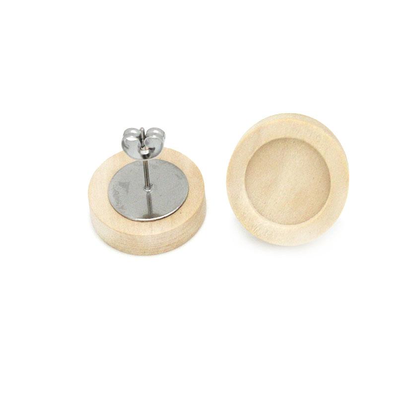10 Stück/Los 12mm Cabochon Holz Ohrringbasis Schmuck Edelstahl Ohrstecker Pfosten Stecker Leere Fassung DIY Schmuckherstellung Zubehör