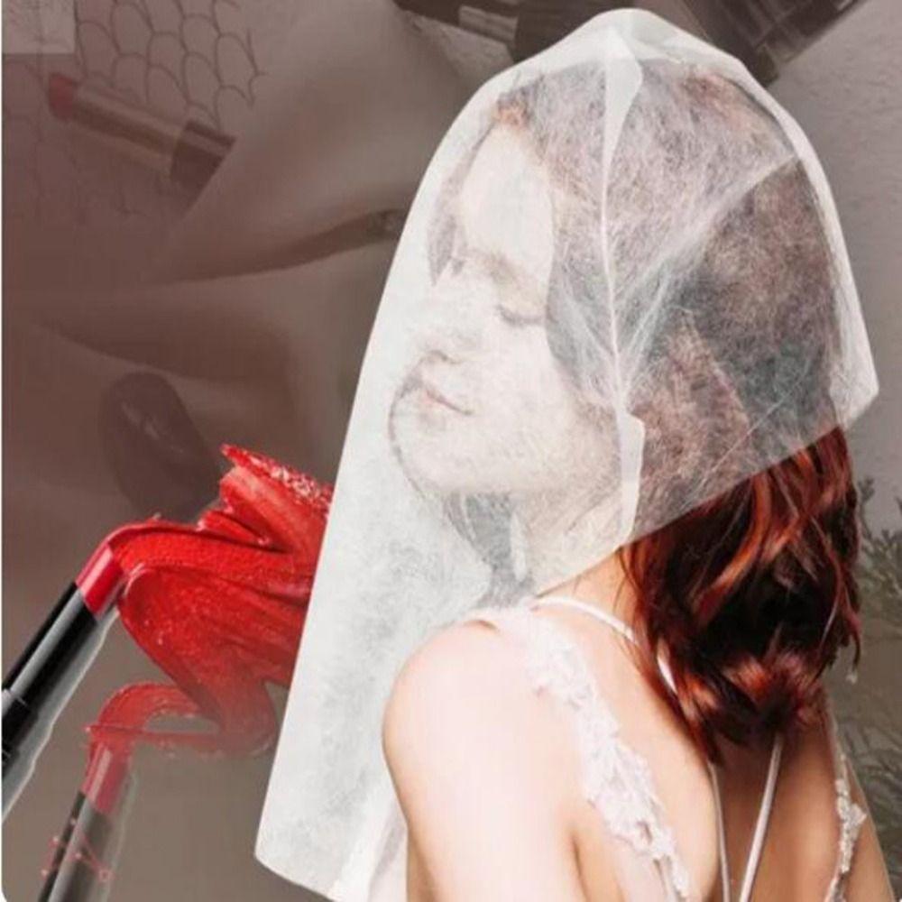 100 Piezas Capucha Protectora Transpirable para Maquillaje Facial Protector de Ropa de Maquillaje No Tejido Tiendas de Novias