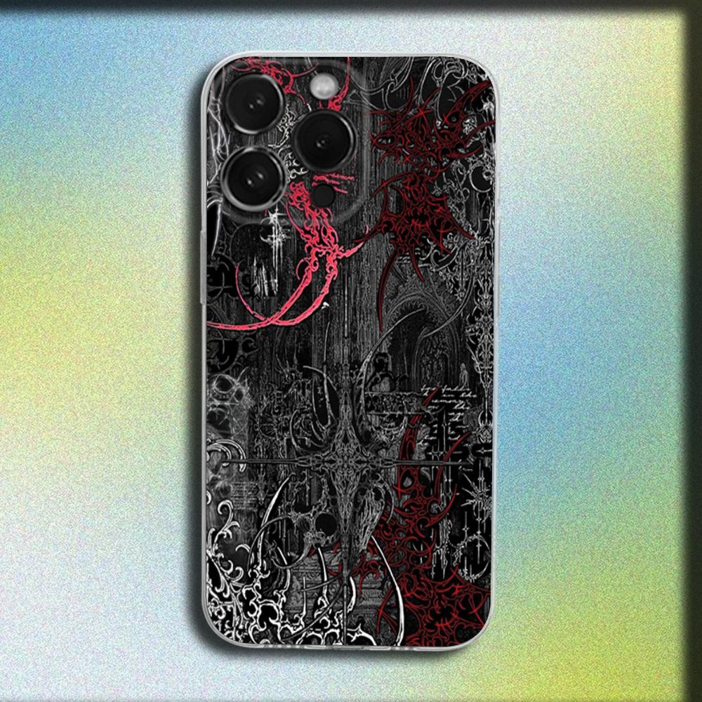 

Gothic Cyber Sigil Cross Phone Case For iPhone 16,15,14,13,12,11 Plus,Pro,Max,XR,XS,Plus,SE,Mini Transparent Soft Cover iPhone16pro
