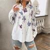 Plus Size Women's Spring Style Printed Cardigan Long Sleeved Shirt