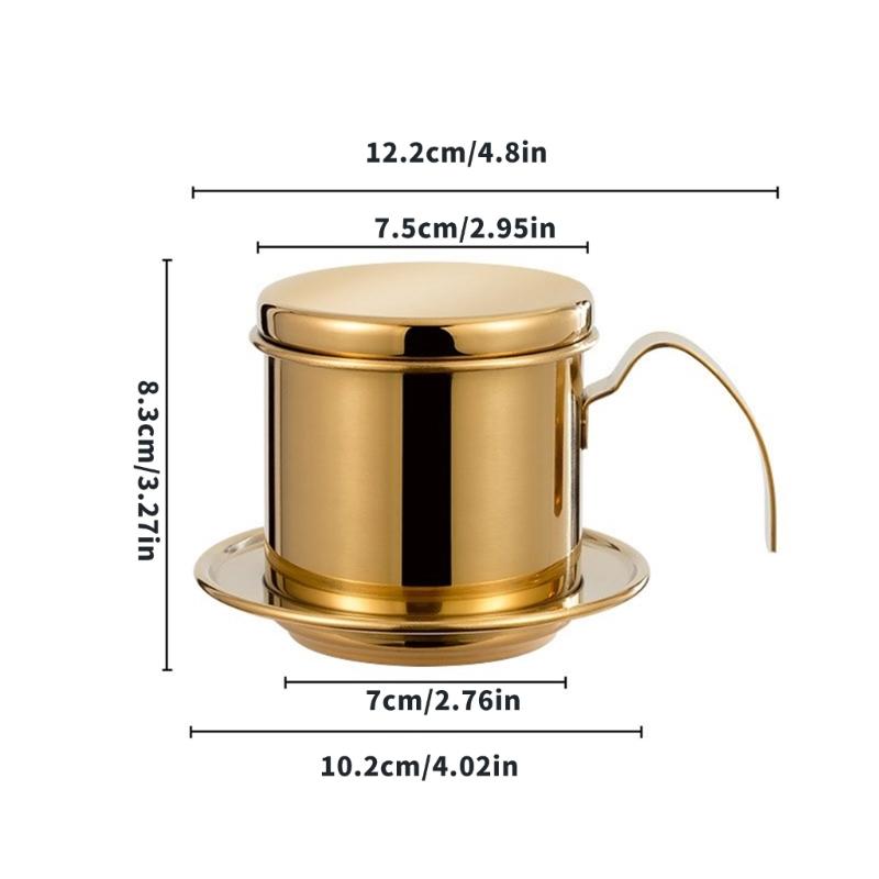  Quick Assembly Stainless Steel Filter Coffee Maker Dishwasher Safe Professional Vietnamese Coffee Dripper