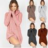 Women Warm Knitted Jumper Mini Dress Ladies High Neck Chunky Winter Sweater Top
