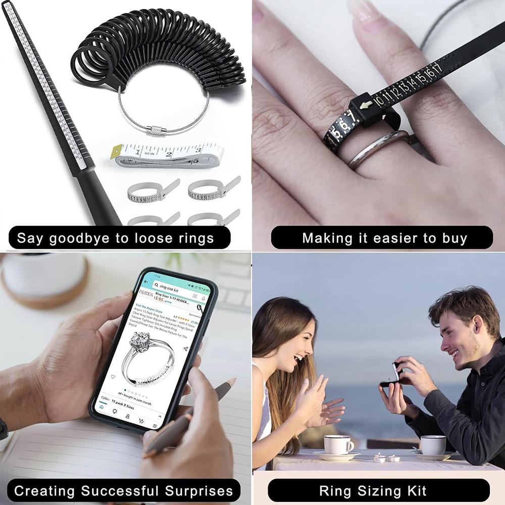 High Quality 4PCS Plastic Ring Sizer Measuring Tool Kit