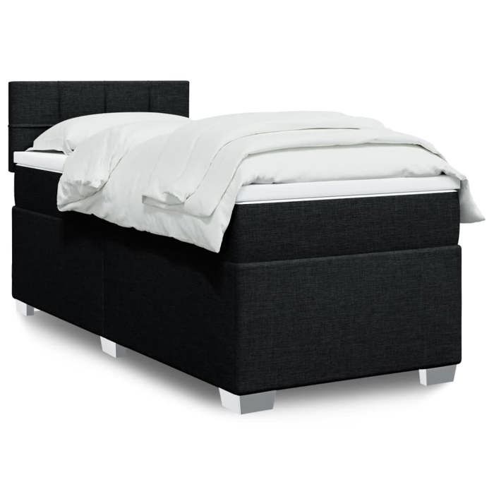 VidaXL Sommier à lattes de lit avec matelas Noir 90x190 cm Tissu 3288045