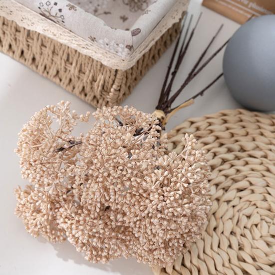 6 Bundles Artificial Aglaia Odorata Branch Realistic Fake Fruits Berries Stem for Home Office Indoor Flower Arrangement Wedding Party Centerpiece