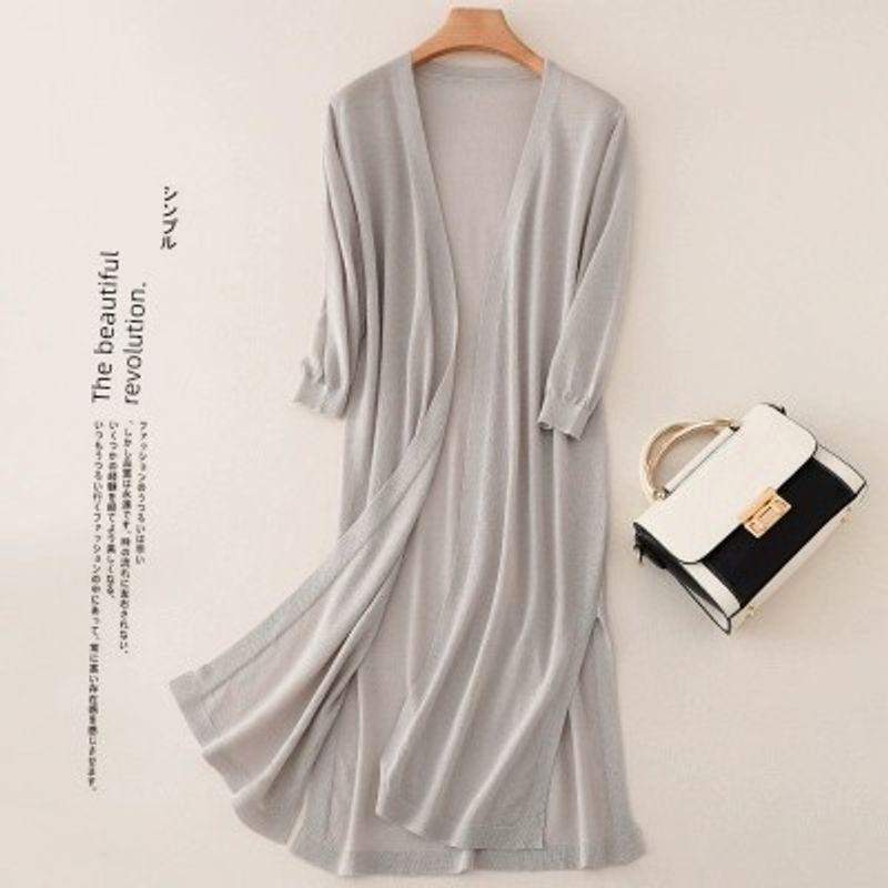 

Кардиган-шаль миди из ледяного шелка в K-стиле, свободного кроя Grey 2XL
