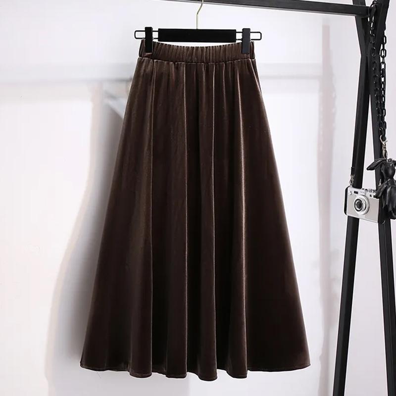 

Юбка для женщин Повседневная Универсальная Эластичная С высокой талией Длинные Свободные Брюки Большого размера Двухслойная Утепленная Эластичная Прилегающая Однотонная Юбка XXXXL кофейный