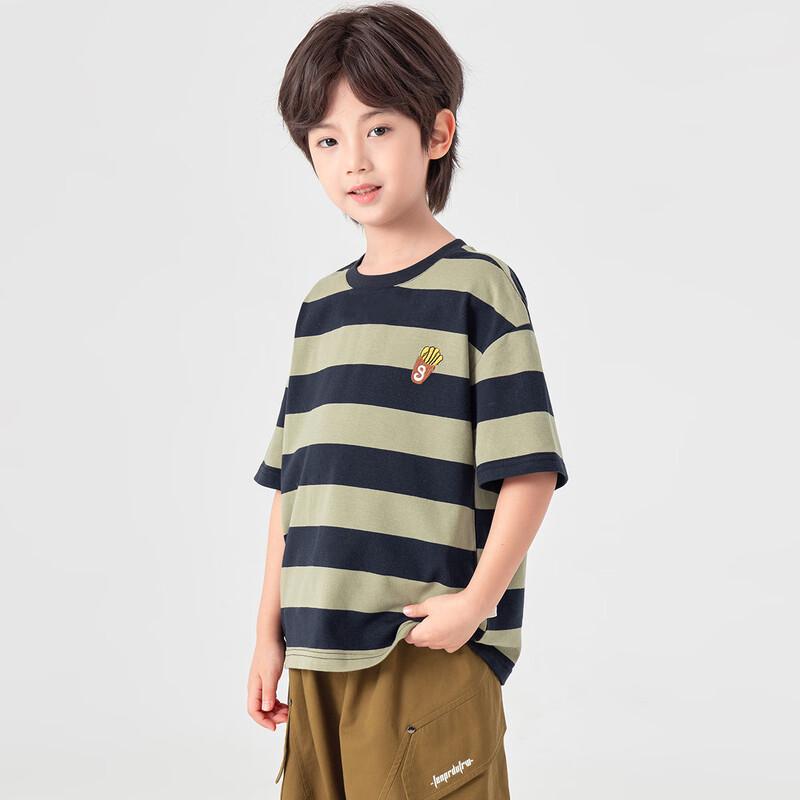 

Duoduo Kids Boys Summer Wide Stripe Embroidered T-Shirt 170