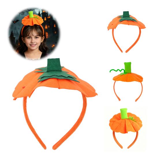 Holiday Costume Hairband Halloween 3D Pumpkin Headband for Kids, Dress-Up Hair Hoop Band, Accessory Thanksgiving Festival Cosplay Party Headwear