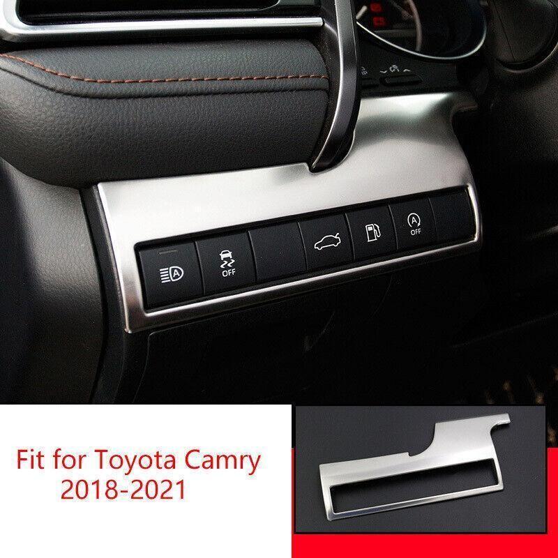 For Toyota Camry 2018-2023 Silver Steel Function Headlight Control Button Frame