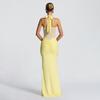 Elegant 2025 Ruched Backless Women's Long Dress with Hip-Wrap Design