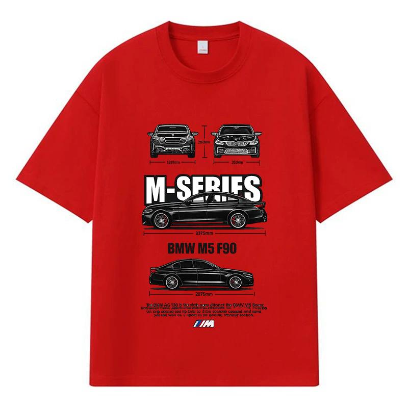 

2026 Bmw M5 F90 Друкована Графіка Streetwear Y2k Harajuku Чоловічий Жіночий Одяг 100% Бавовна Футболка Повсякденна Оверсайз Літня Чоловіча Футболка XL червоний