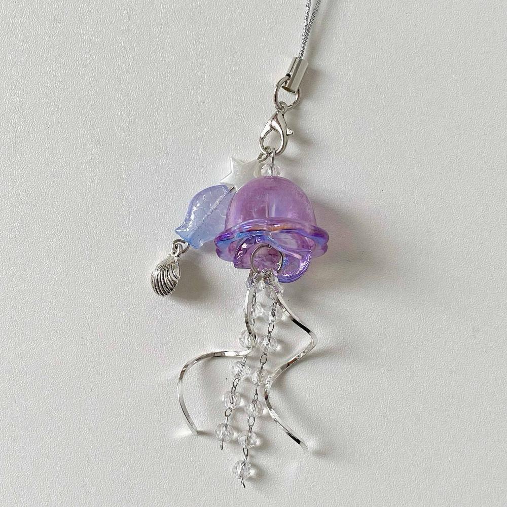 Sea Shell Fish Y2K Jellyfish Mobile Key Chain Jellyfish Tassel Phone Charm Keycord  Mobile