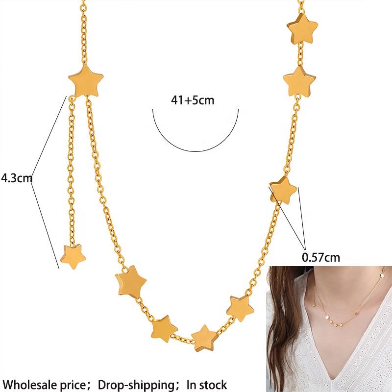 Niche Chic Jewelry's High Quality 18K Gold Stainless Steel Star Tassel Necklace for Women Minimalist Link Chain