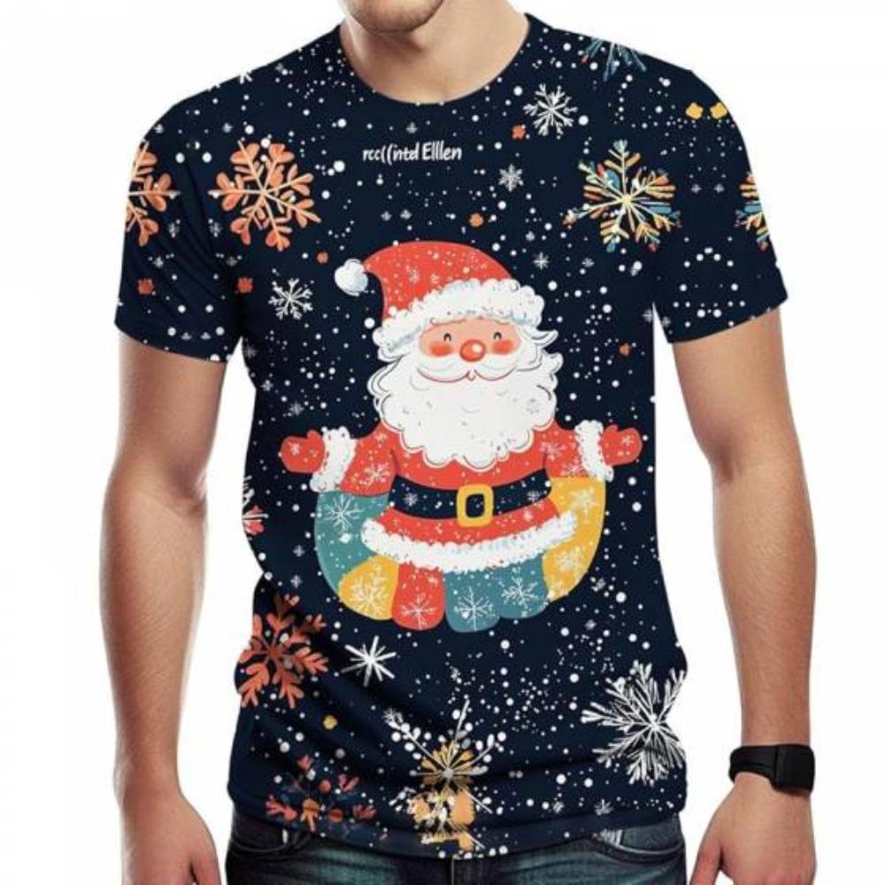 Summer Personalized Basketball Christmas Fun T-shirt Comfortable Oversized Breathable Leisure T-shirt Fashionable Men's Short Sleeved T-shirt