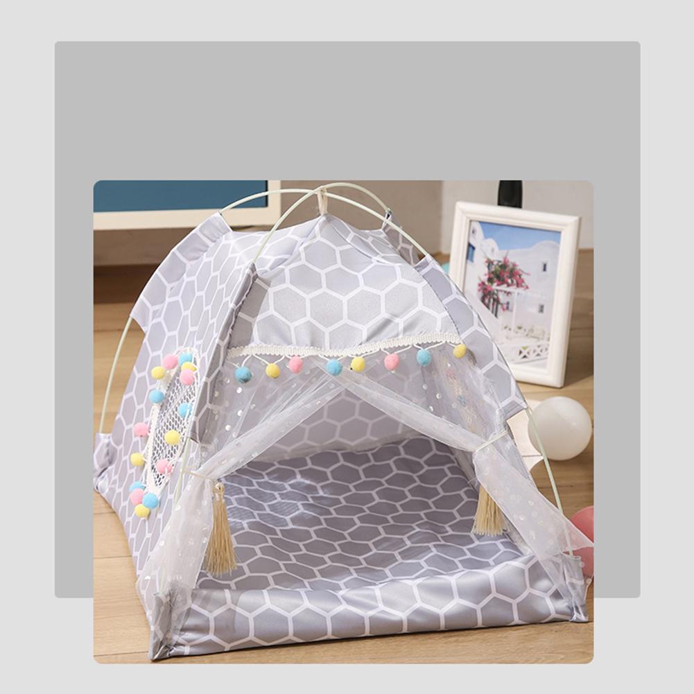 Pet Princess Style Tent With Breathable Windows Door Detachable Washable Kennel Shelter House For Dogs Cats